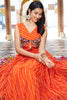 Enchanting Orange Leheriya Printed Georgette Festival Wear Gown