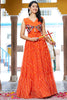 Enchanting Orange Leheriya Printed Georgette Festival Wear Gown