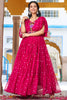 Bewitching Pink Georgette Gamthi Work Navratri Special Gown