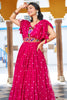 Bewitching Pink Georgette Gamthi Work Navratri Special Gown