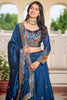 Excellent Blue Thread Work Festival Wear Lehenga Choli With Dupatta