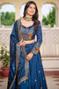 Excellent Blue Thread Work Festival Wear Lehenga Choli With Dupatta
