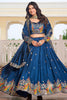 Excellent Blue Thread Work Festival Wear Lehenga Choli With Dupatta