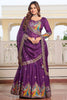 Gorgeous Purple Thread Embroidered Silk Lehenga Choli With Dupatta