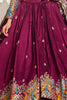 Alluring Wine Thread Embroidered Silk Wedding Wear Lehenga Choli