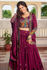 Alluring Wine Thread Embroidered Silk Wedding Wear Lehenga Choli