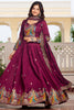 Alluring Wine Thread Embroidered Silk Wedding Wear Lehenga Choli