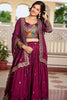 Alluring Wine Thread Embroidered Silk Wedding Wear Lehenga Choli