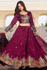 Alluring Wine Thread Embroidered Silk Wedding Wear Lehenga Choli