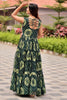 Captivating Green Gamthi Work Georgette Navratri Special Gown