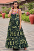 Captivating Green Gamthi Work Georgette Navratri Special Gown