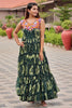 Captivating Green Gamthi Work Georgette Navratri Special Gown