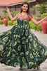 Captivating Green Gamthi Work Georgette Navratri Special Gown