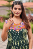 Captivating Green Gamthi Work Georgette Navratri Special Gown