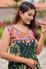 Captivating Green Gamthi Work Georgette Navratri Special Gown
