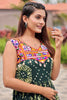 Captivating Green Gamthi Work Georgette Navratri Special Gown