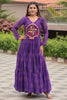 Enchanting Blue Mirror Work Georgette Navratri Wear Gown