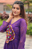 Enchanting Blue Mirror Work Georgette Navratri Wear Gown