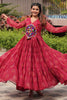 Astonishing Red Bandhani Printed Georgette Navratri Special Gown