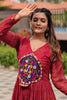 Astonishing Red Bandhani Printed Georgette Navratri Special Gown