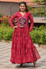 Astonishing Red Bandhani Printed Georgette Navratri Special Gown