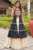 Magnetic Black Gamthi Work Navratti Wear High Slit Kurti With Lehenga