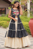 Magnetic Black Gamthi Work Navratti Wear High Slit Kurti With Lehenga