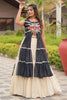 Magnetic Black Gamthi Work Navratti Wear High Slit Kurti With Lehenga