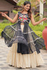 Magnetic Black Gamthi Work Navratti Wear High Slit Kurti With Lehenga