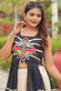 Magnetic Black Gamthi Work Navratti Wear High Slit Kurti With Lehenga