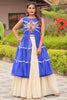 Precious Blue Printed Cotton Navratri Lehenga With Long Slitted Kurti