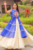Precious Blue Printed Cotton Navratri Lehenga With Long Slitted Kurti