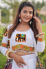 Elegant White Gamthi Work Cotton Crop Top Lehenga With Jacket
