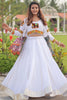 Elegant White Gamthi Work Cotton Crop Top Lehenga With Jacket