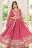 Amazing Pink Sequins Georgette Wedding Lehenga Choli With Dupatta