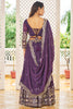 Fantastic Purple Sequins Georgette Lehenga Choli With Dupatta