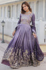 Astonishing Grey Zari Embroidered Chinon Bridesmaid Lehenga Choli