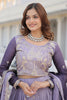 Astonishing Grey Zari Embroidered Chinon Bridesmaid Lehenga Choli