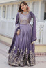 Astonishing Grey Zari Embroidered Chinon Bridesmaid Lehenga Choli