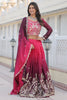 Awesome Pink Zari Embroidered Chinon Lehenga Choli With Dupatta