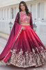 Awesome Pink Zari Embroidered Chinon Lehenga Choli With Dupatta