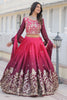 Awesome Pink Zari Embroidered Chinon Lehenga Choli With Dupatta