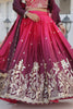 Awesome Pink Zari Embroidered Chinon Lehenga Choli With Dupatta