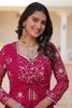 Bewitching Pink Sequins Georgette Crop Top Palazzo With Shrug