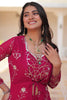 Bewitching Pink Sequins Georgette Crop Top Palazzo With Shrug