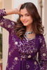 Adorable Purple Sequins Designer Crop Top Palazzo With Shrug
