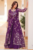 Adorable Purple Sequins Designer Crop Top Palazzo With Shrug
