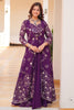 Adorable Purple Sequins Designer Crop Top Palazzo With Shrug