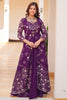 Adorable Purple Sequins Designer Crop Top Palazzo With Shrug