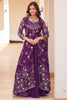 Adorable Purple Sequins Designer Crop Top Palazzo With Shrug